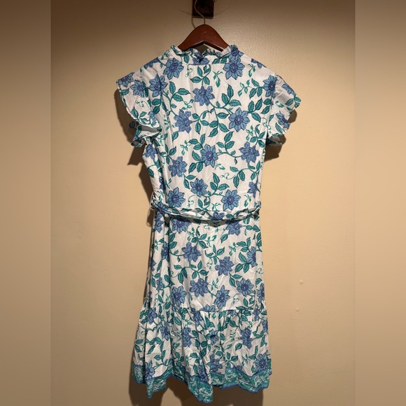 Calypso St. Barth floral print mini button down shirt dress flutter sleeve - Picture 11 of 13